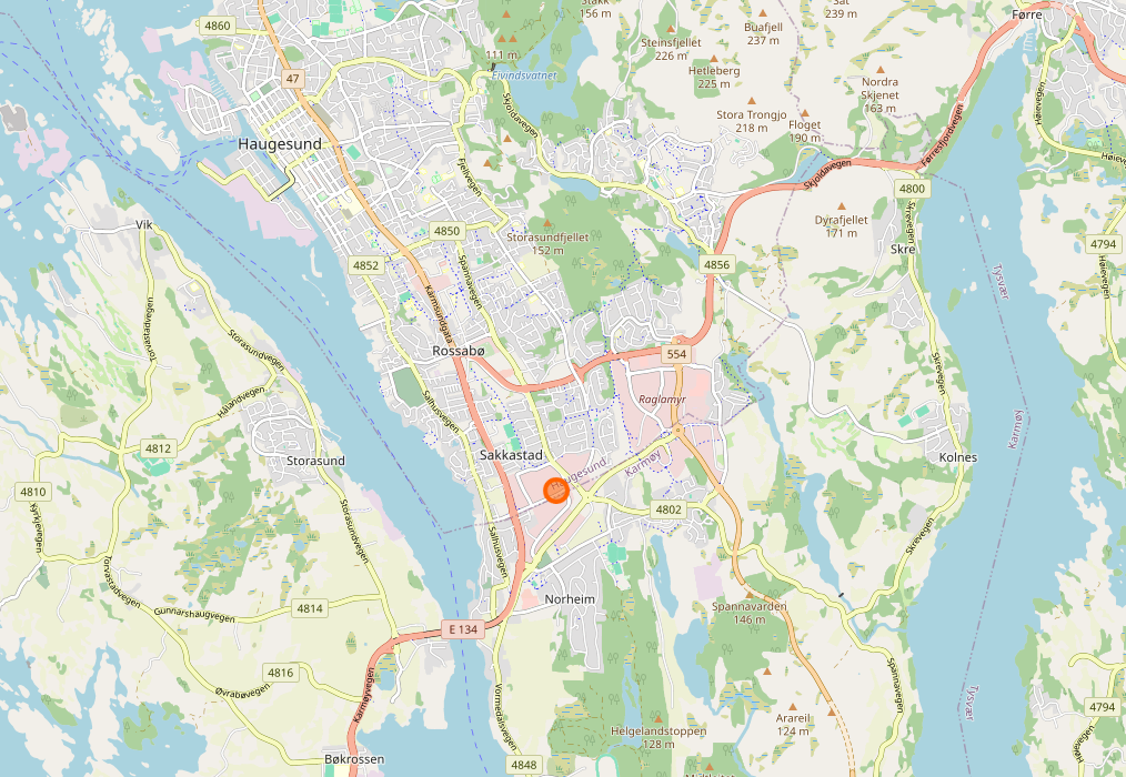 Kart over Haugesund - klikk for veibeskrivelse